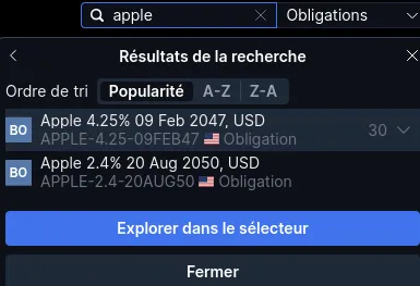 Recherche d'obligations chez Saxo